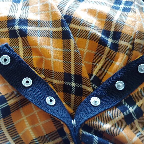 Yellow/Orange And Black Plaid Bodycon Dress Snaps Closure - Picture 4 of 4